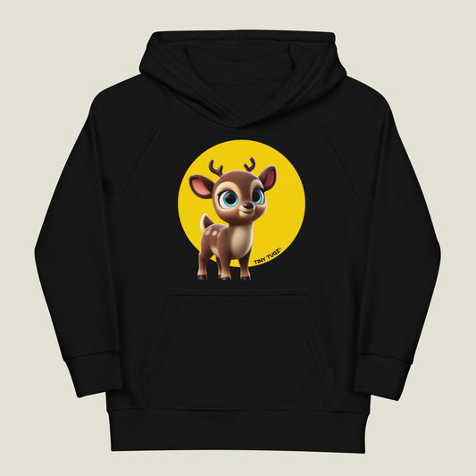 Majestic-Antler Reindeer Kids Organic Cotton Hoodie