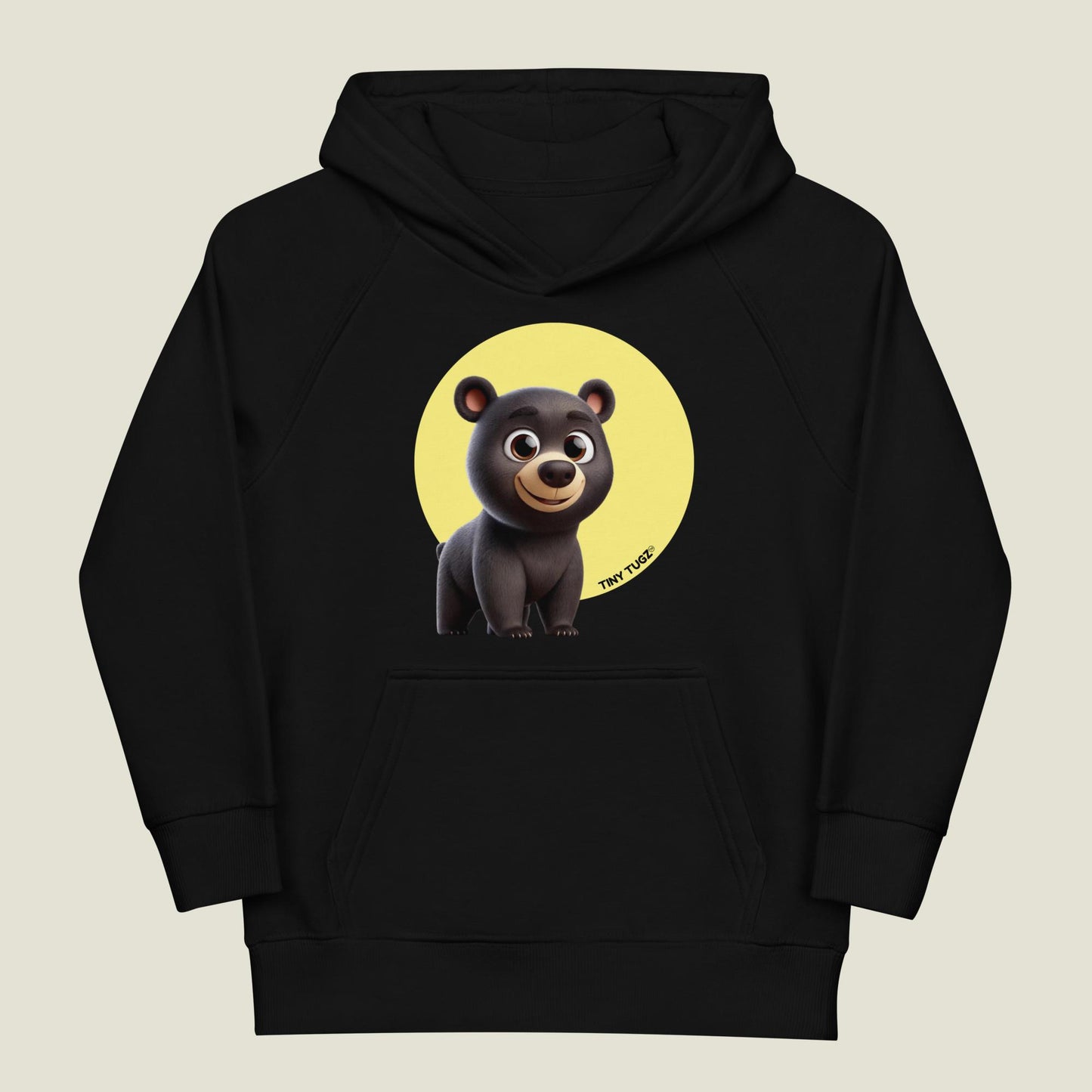 Mighty-Paws Black Bear Kids Organic Cotton Hoodie