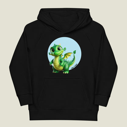 Emerald-Flame Green Dragon Kids Organic Cotton Hoodie