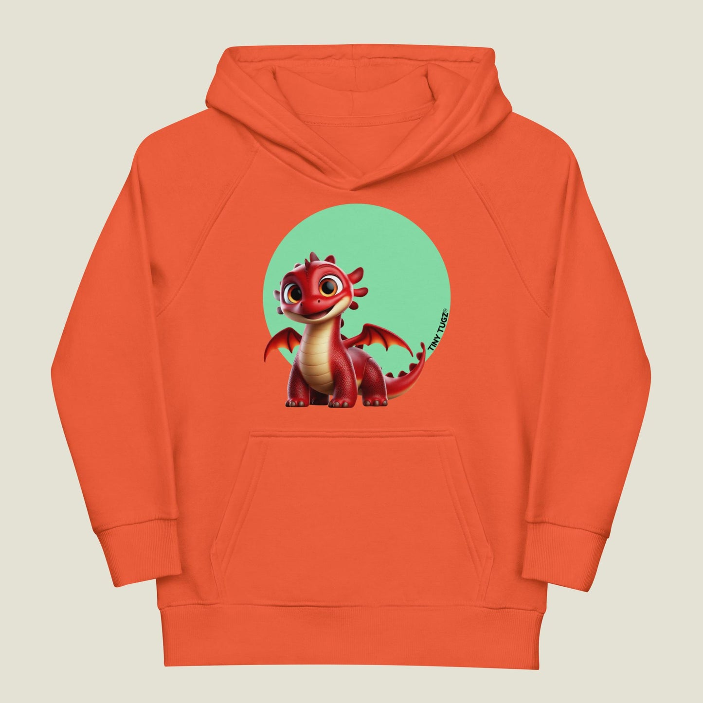 Flame-Fury Red Dragon Kids Organic Cotton Hoodie