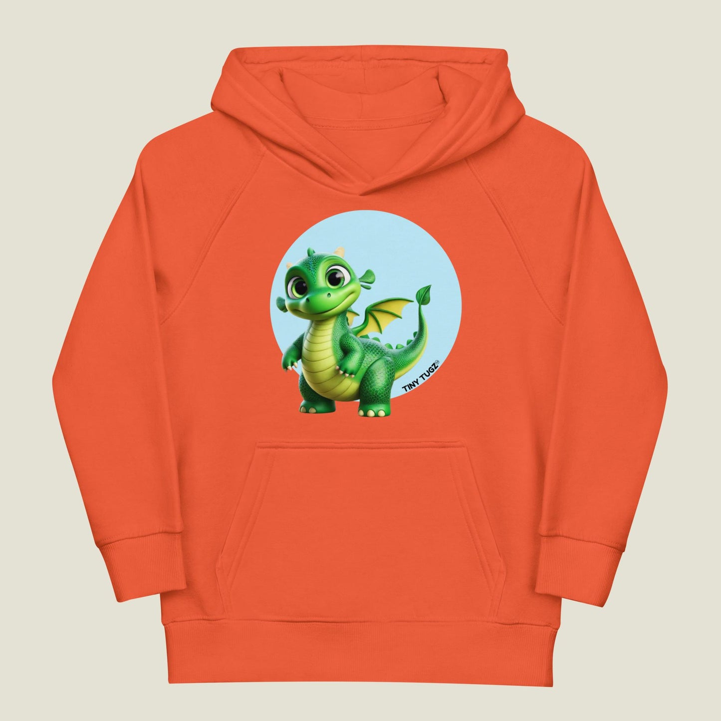 Emerald-Flame Green Dragon Kids Organic Cotton Hoodie