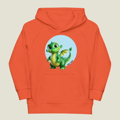 Emerald-Flame Green Dragon Kids Organic Cotton Hoodie