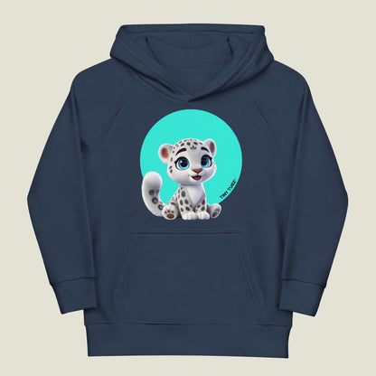 Silent-Prowl Snow Leopard Kids Organic Cotton Hoodie