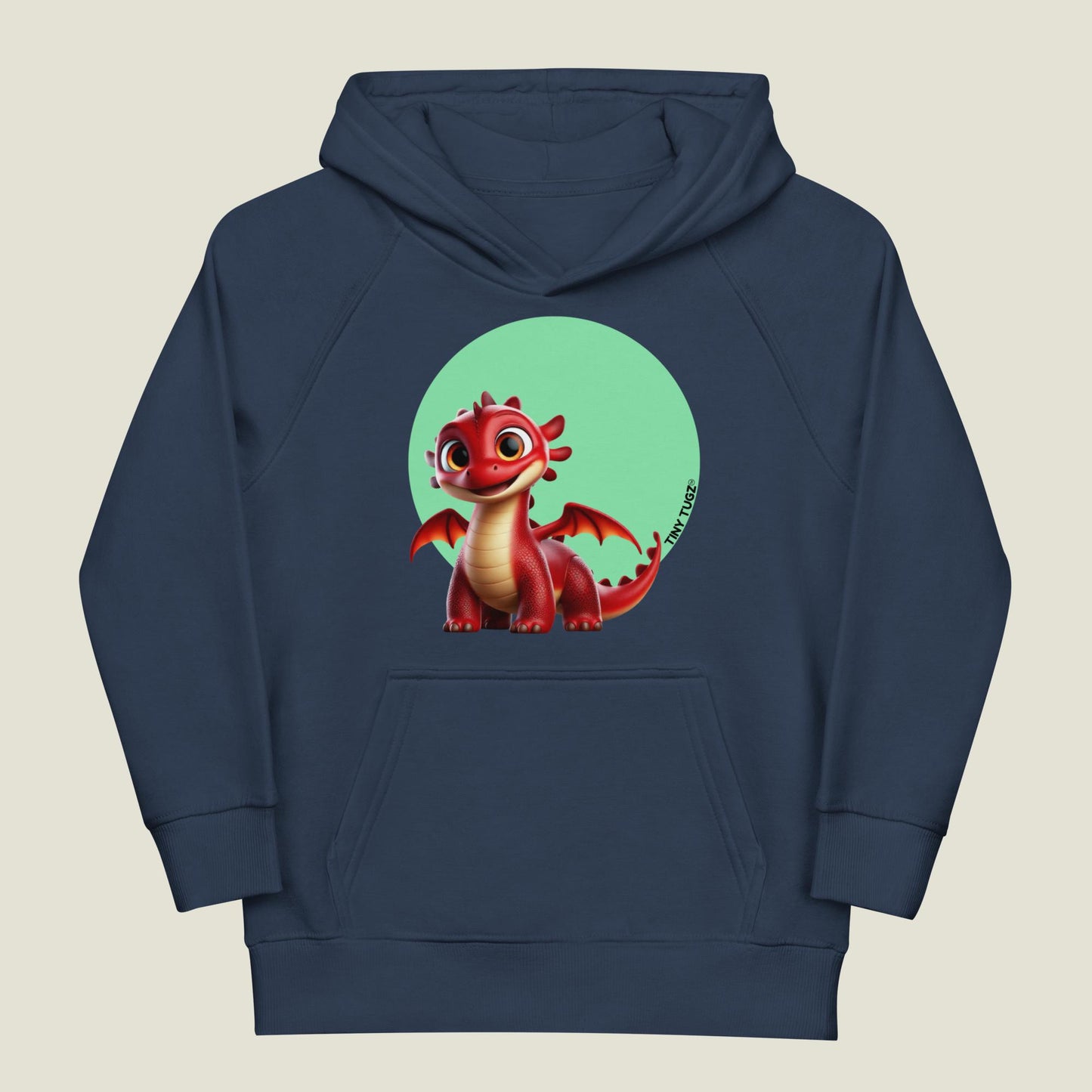 Flame-Fury Red Dragon Kids Organic Cotton Hoodie